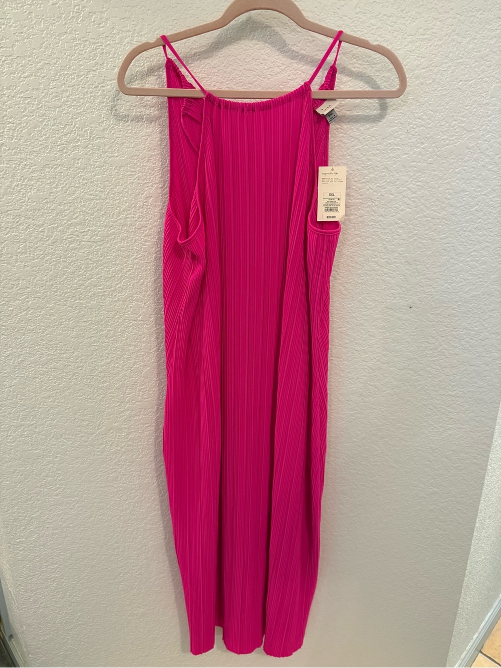 A New Day Hot Pink Pleated Dress XXL NWT